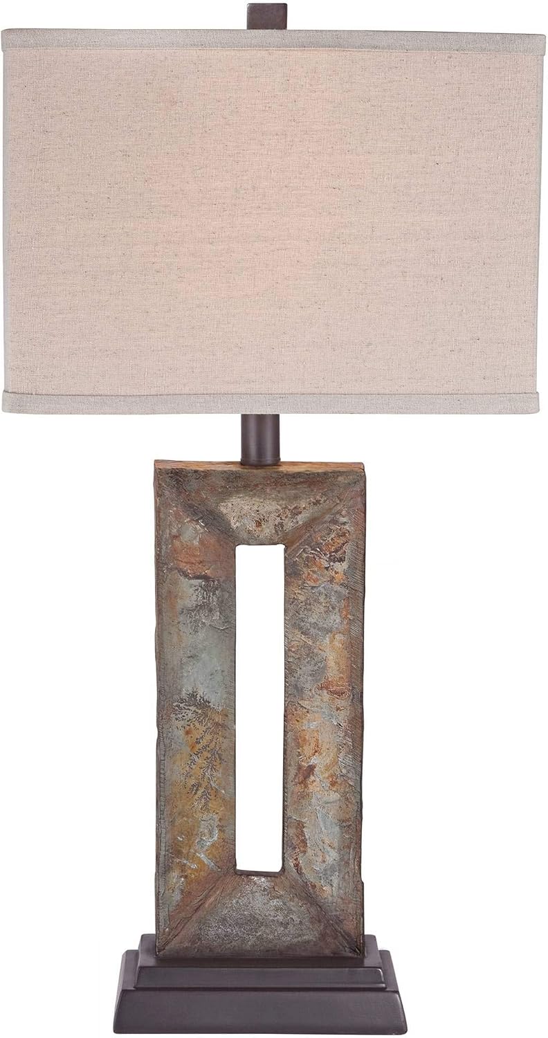 Franklin Iron Works Tahoe Small Rustic Traditional Style Table Lamp 26' High Natural Stale Rectangular Box Shade for Living Room Bedroom House Bedside Nightstand Home Office Reading (Color May Vary)