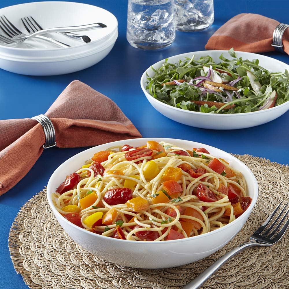 Corelle Vitrelle 18-Piece Service for 6 Dinnerware Set, Triple Layer Glass and Chip Resistant & 4-Pc Meal Bowls Set, Service for 4, Durable and Eco-Friendly 9-1/4-Inch Bowls