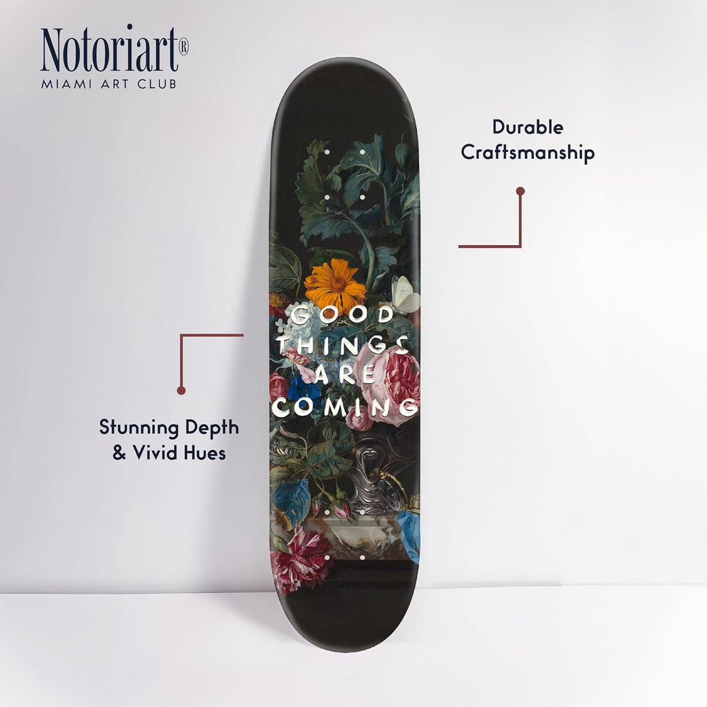 Modern Typography Acrylic Wall Art Die-Cut Easy-to-Hang, 1 Panel 8' x 32', Good Things Skateboard