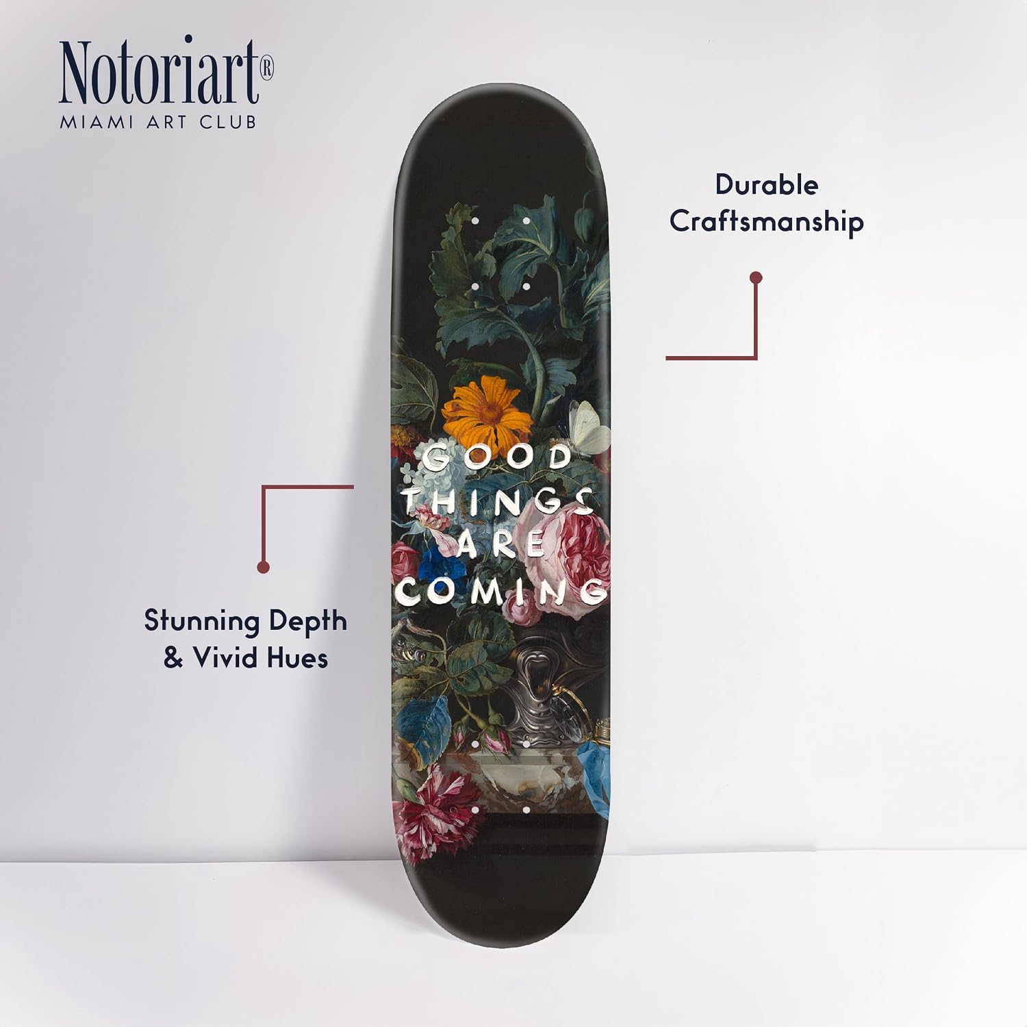Modern Typography Acrylic Wall Art Die-Cut Easy-to-Hang, 1 Panel 8' x 32', Good Things Skateboard