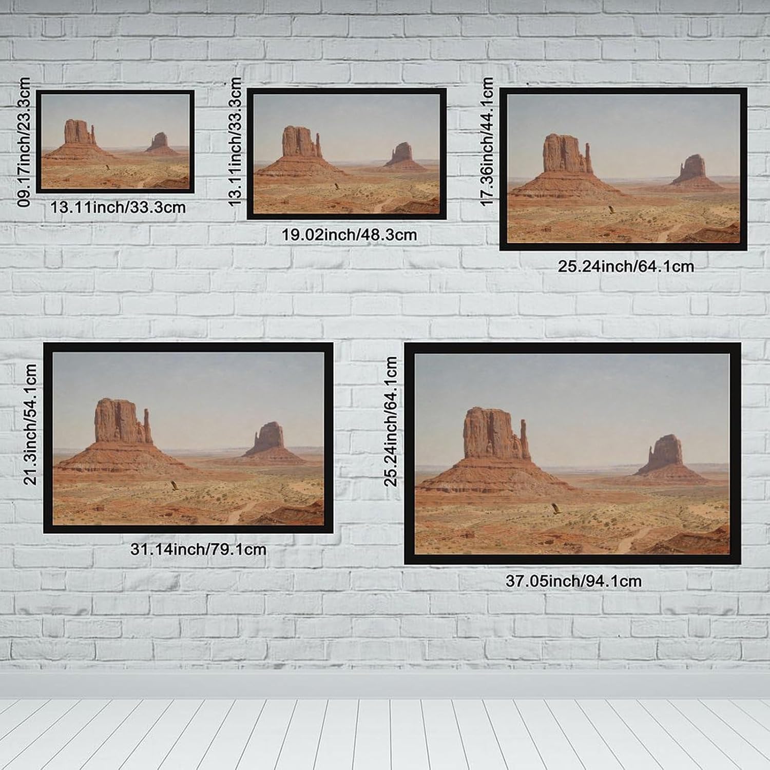 Vintage Desert Buttes Wall Art Canvas Print, Southwestern Red Rock Mesa Landscape Painting, Western Nature Artwork for Living Room 24x36in