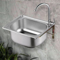 Kitchen Sink Bathroom Hand Wash Basin, Stainless Steel Space Saver Hand Wash Sink with Faucet and Drain, Utility Sink Single Bowl Sink for Restaurant, Kitchen and Home (Size : 42x38cm) ( 48x35cm)