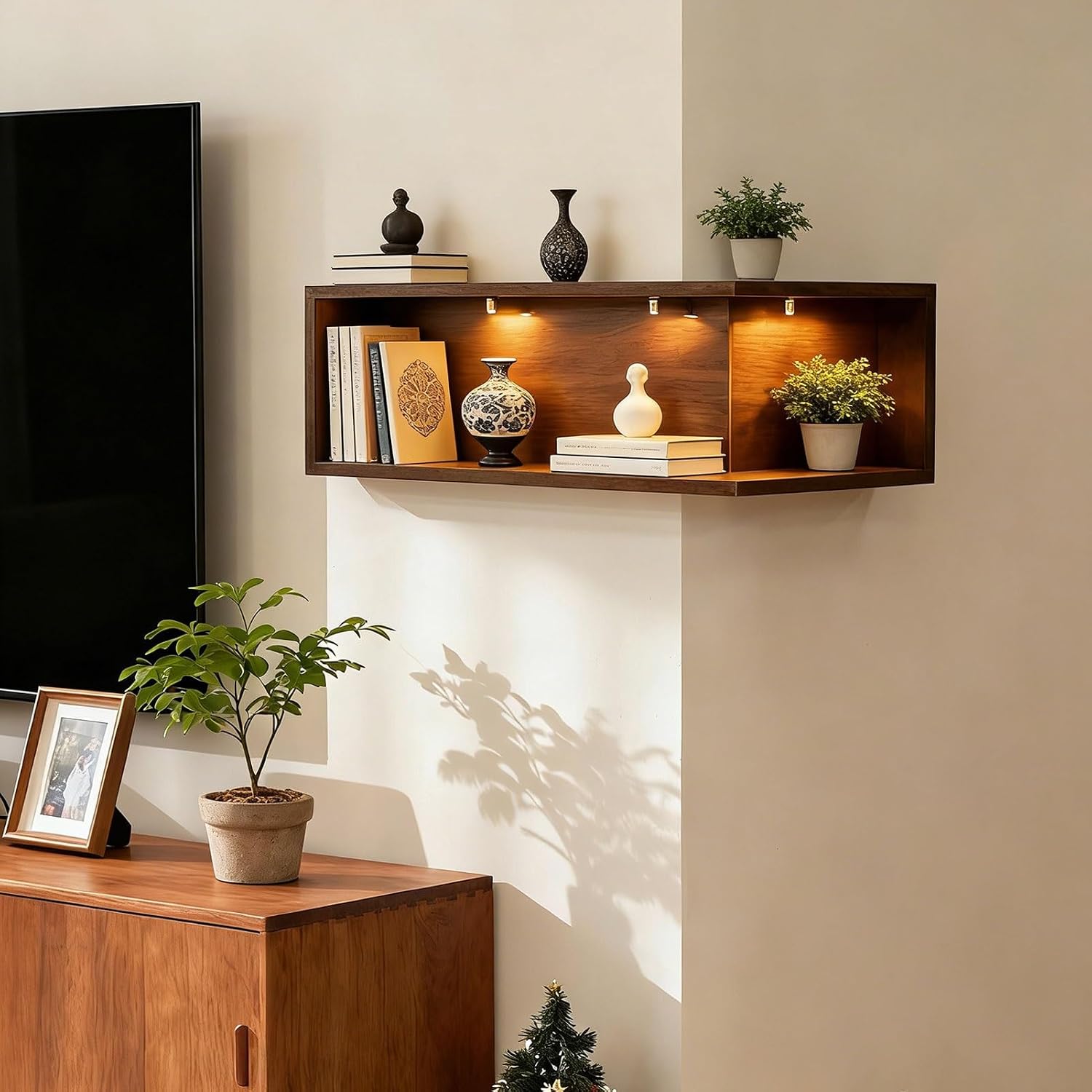 Floating Corner Shelves, Modern Corner Shelf Wall Mounted for Bedroom & Living Room, Easy Install Display Shelf for Books & Decor(3 Pack,L-Shape 30 x 60 x 20 cm)