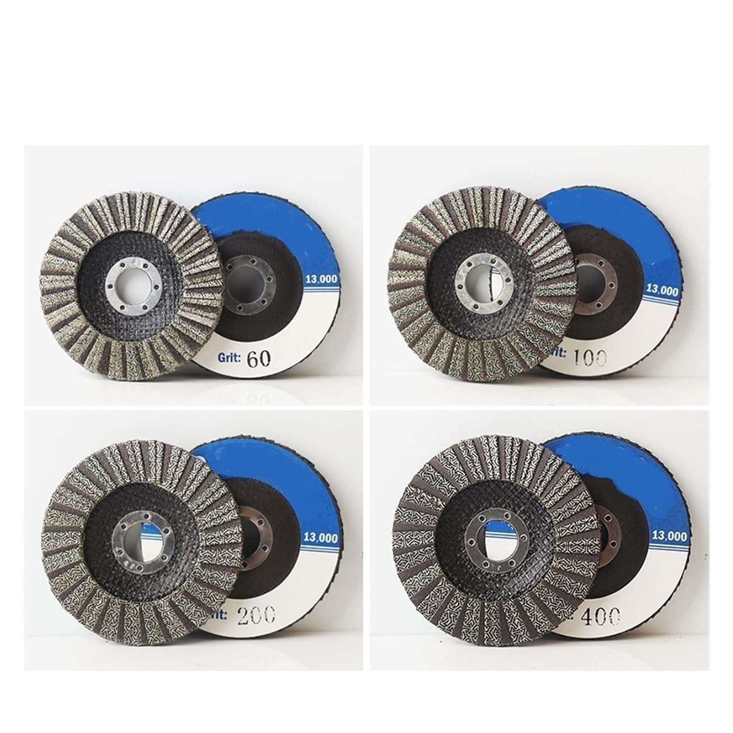 Electroplated Dry Wet Flap Disc 4.5 Inch Diamond Polishing Wheels for Grinder - 60#-400# Grit for Metal, Glass, Stone,(Grit 60-100-200-400)