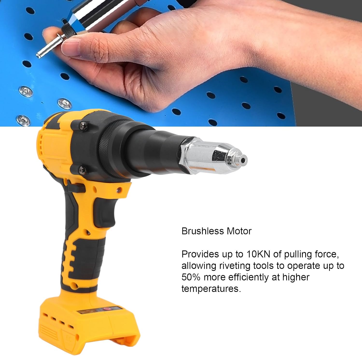 Brilluxa Cordless Rivet Gun, 20V Electric Riveter Tool for DCB206 DCB207 DCB208 Battery, Brushless Auto Pop Rivet Gun 3.2–4.8mm with LED Light