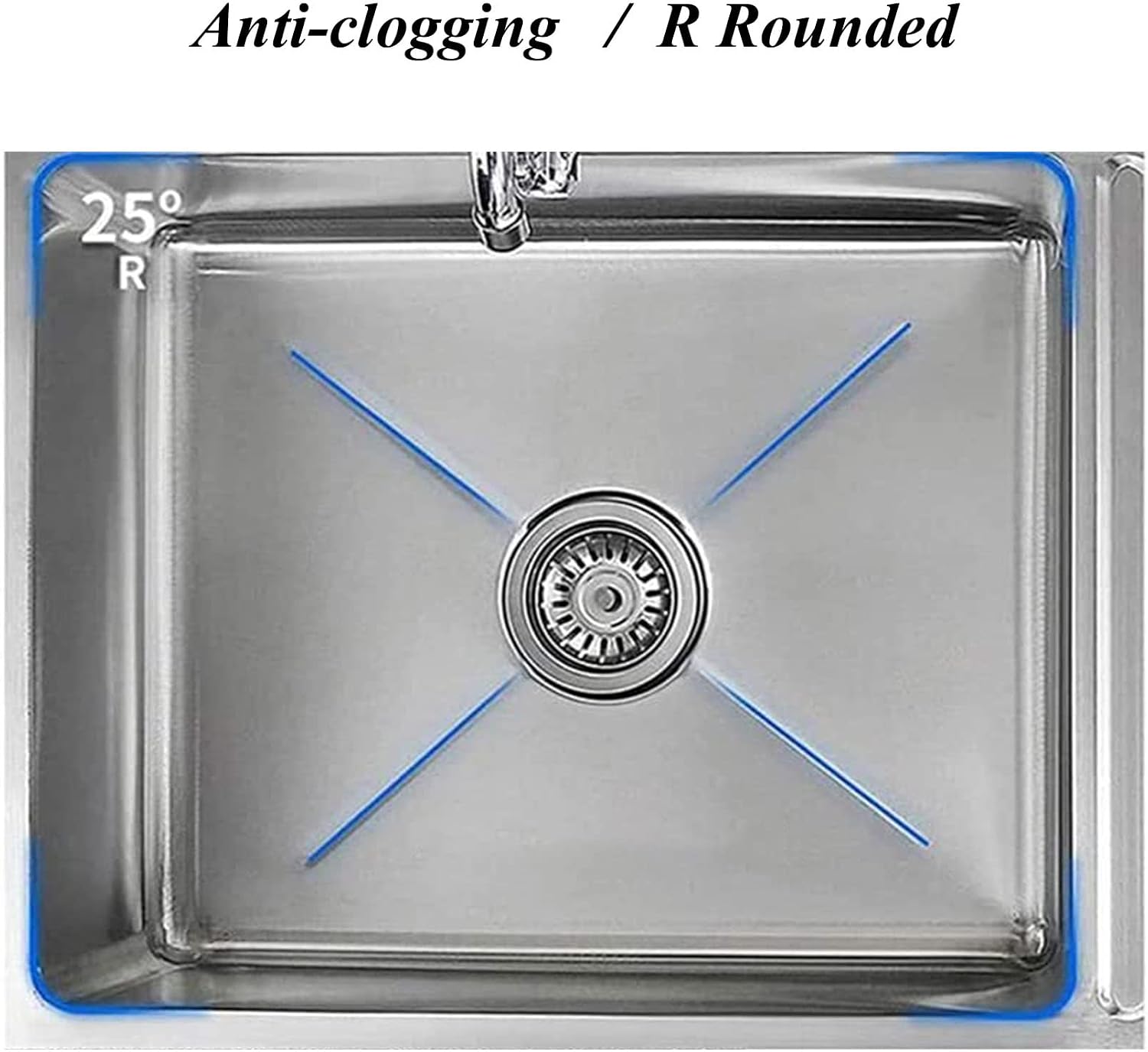 Single Bowl Sink 1 Compartment 304 Stainless Steel Commercial Kitchen Prep Utility Sink Free Standing Sink for Garage, Restaurant, Laundry Room, Indoor Outdoor