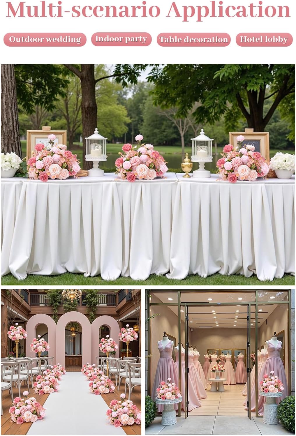 2pcs 17inch Pink Free Standing Flowers Ball Bouquet Artificial Rose Arrangements Balls for Wedding Centerpieces Tables Chair Aisle Runner Flowers Decorations
