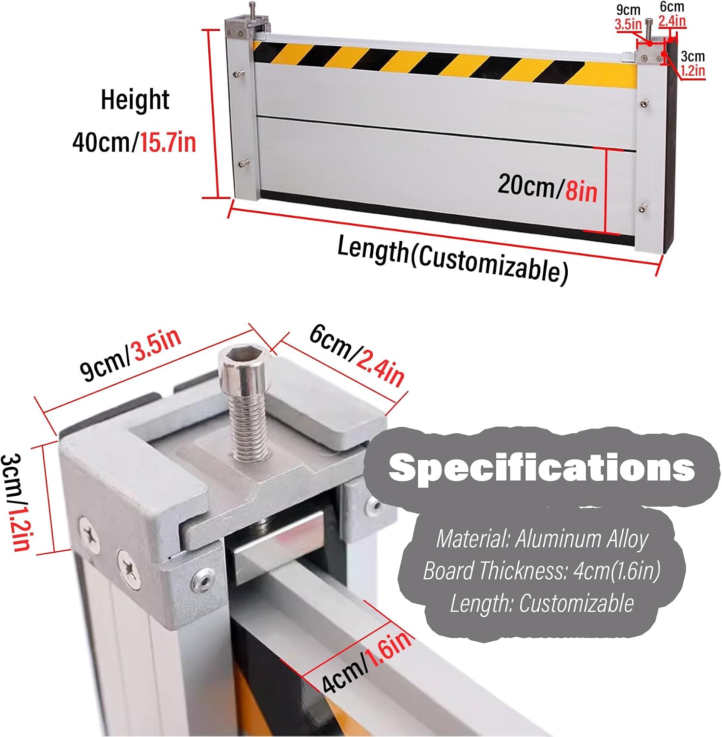 1.3ft High Garage Door Flood Barrier Threshold Kit, Detachable Aluminum Shield Door Water Stopper Barrier for Basement/ Front Door/ Gates/ Sliding Door, 2ft-13.5ft Long ( Color : H 1.3ft/0.4m , Size :