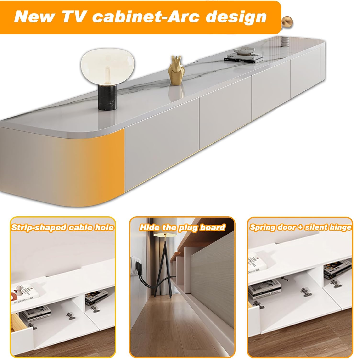 Floating TV Stand - Wall Mounted Media Console with 2 Drawer, Floating Entertainment Center TV Cabinet, Wall Mounted Audio/Video Shelf for Home Room (Pattern, 70.87x7.87x9.45IN)
