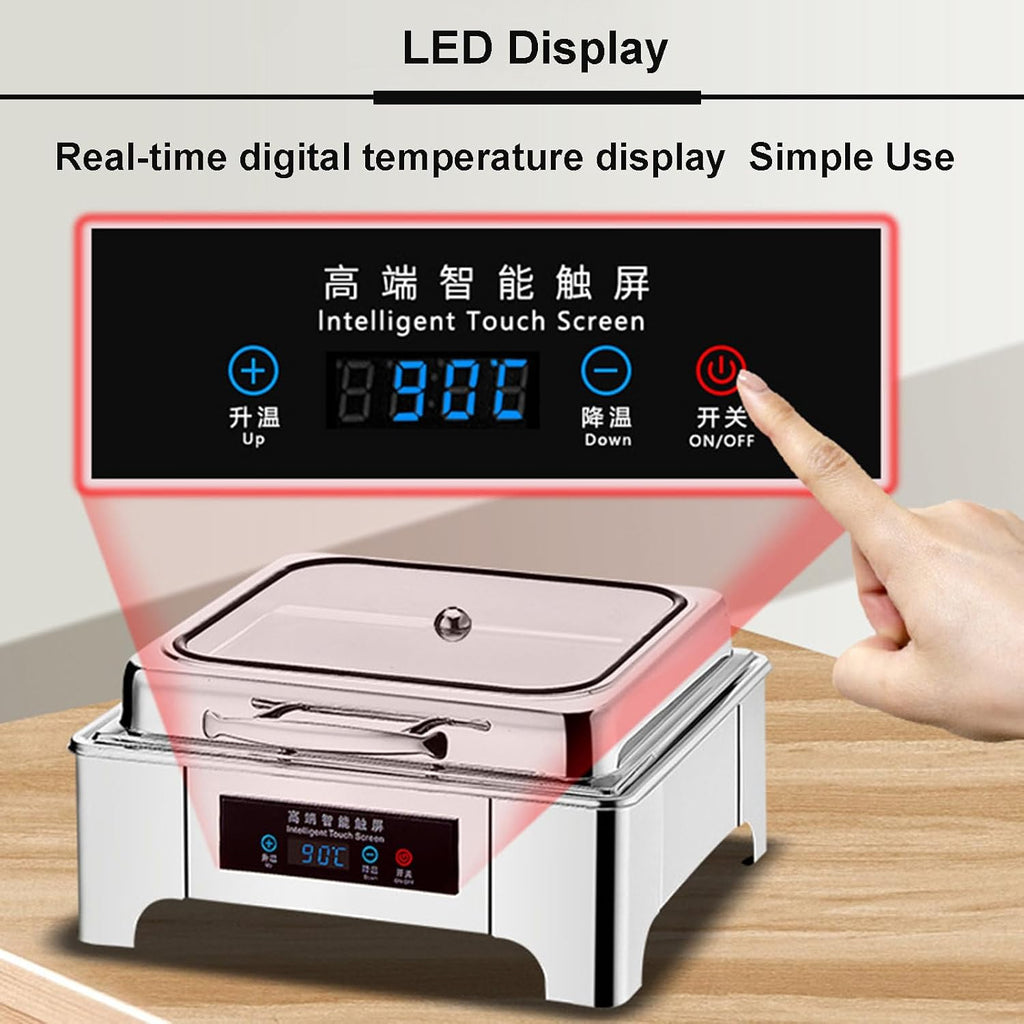 13.5L Electric Chafing Dish - 1/2/3-Grids, Buffet Servers Warmers for A Variety of Dishes, Large Capacity Warming Tray, Removable Design for Easier Cleaning and Maintenan,Grid