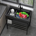 Stainless Steel Black Laundry Sink Utility Single Bowl Sink,Free Standing Commercial Restaurant Kitchen Sinks, w/Faucet, for Garage,Restaurant,Kitchen,Laund(60 * 45 * 86cm/23.6 * 17.7 * 33.8in