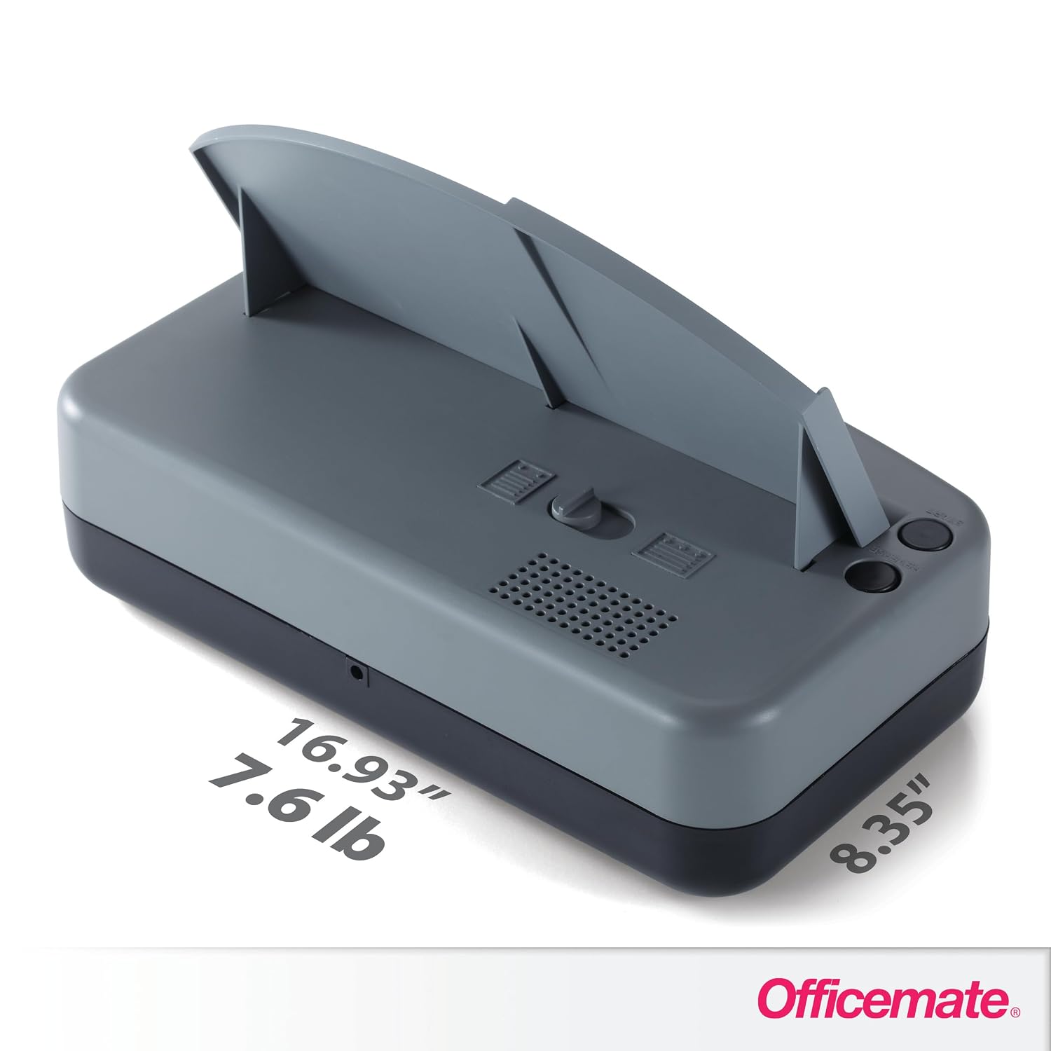 Officemate Electric 2-3 Hole Punch, Adjustable Desktop Eco-Punch, 30-Sheet Capacity, Built-in Paper Guide, Chip Tray & AC Adapter, Gray/Black (90115)