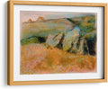 Canvas Lab | Landscape with Rocks by Edgar Degas | 31 x 23 in | Fine Art Framed Print, Frame Color: Natural, With Mat | Classical art, Impressionism, Scenery