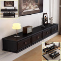 Floating TV Stand Large Floating TV Shelves Wall Mounted Multi Storage Compartment TV Media Console Floating TV Cabinet Bench Under TV Large Storage (Black D, 78.7 * 7.9 * 9.4 in)