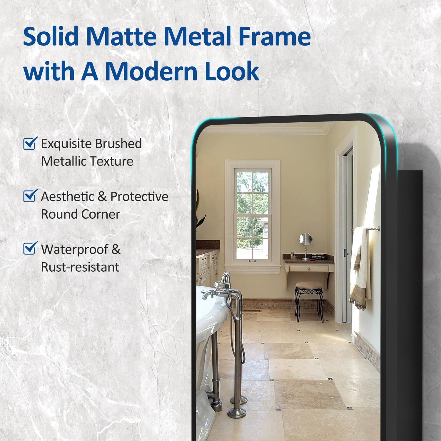 ACEMIRO 20x28 Inch Black Recessed Bathroom Medicine Cabinet with Mirror Metal Framed Farmhouse Surface Wall Mounted Mirrored Bathroom Medicine Cabinets