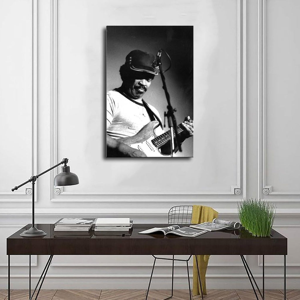 TONITOTA Blues Guitar Matt-Murphy Rock Scene Canvas Wall Art | Retro Historical Black And White Photos | Home | School | Office Decor Poster | Frame 24x36inch