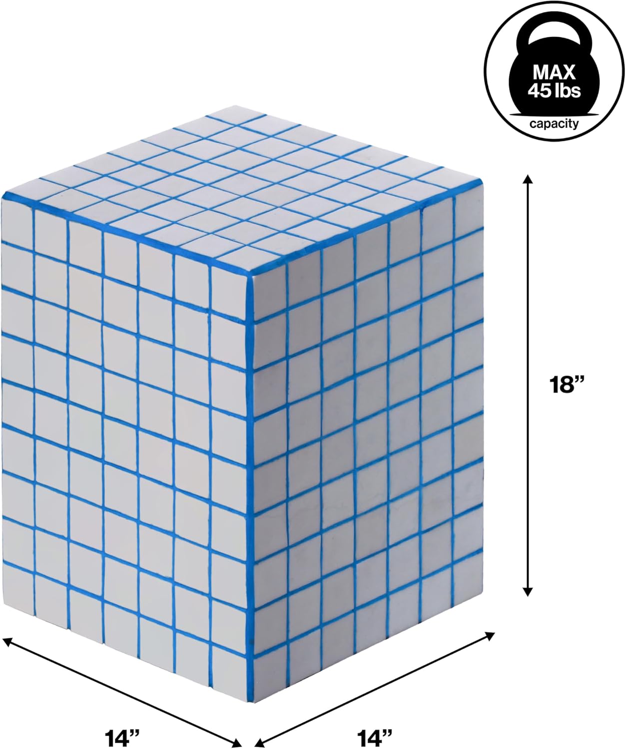 JONATHAN Y END2000B Callista 18' Modern Bohemian Ceramic Tiled Rectangle End Table, Side Table, Accent Table for Living Room, Bedroom, White/Blue