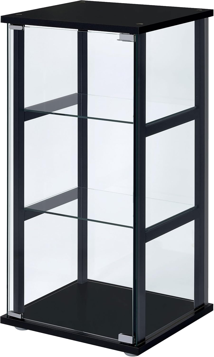 Coaster Home Furnishings Cyclamen 34-inch 3-Tier Clear Tempered Glass Curio Cabinet Display Case with Shelving Black 950179