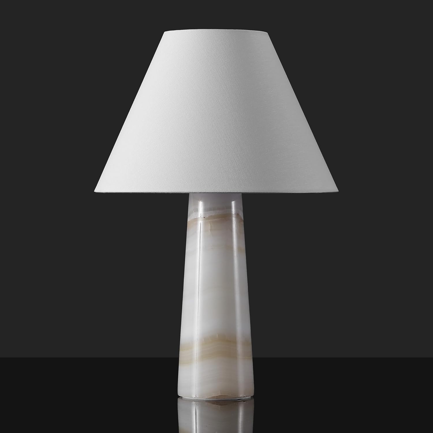 SAFAVIEH Couture Lighting Collection Jennarose Off-White/White Jade Stone 20-inch Dimmable Table Lamp for Bedroom Living Room Home Office Desk Nightstand (LED Bulb Included)