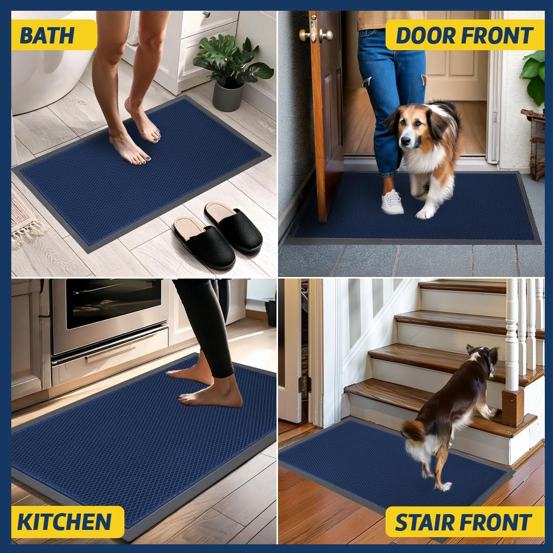 Muddy Mat® Meshy Mat™ Door Mat Heavy-Duty Quick-Dry Floor Mat, Sand & Dirt Trapper for Indoor & Outdoor, Ideal for Entrance, Mudrooms,Patios & Garages,Low-Profile,Non-Slip,Washable– Blue 36'x60'x0.4'