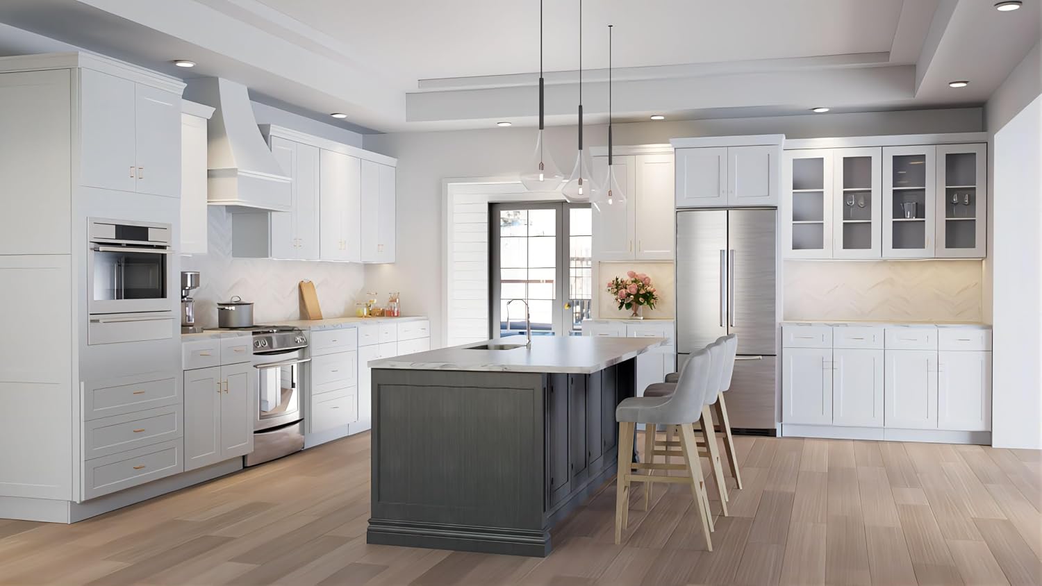 Furinno Shaker Blind Bases Kitchen Cabinet, Ready to Assemble, 24 D x 39 W x 34.5 H, White