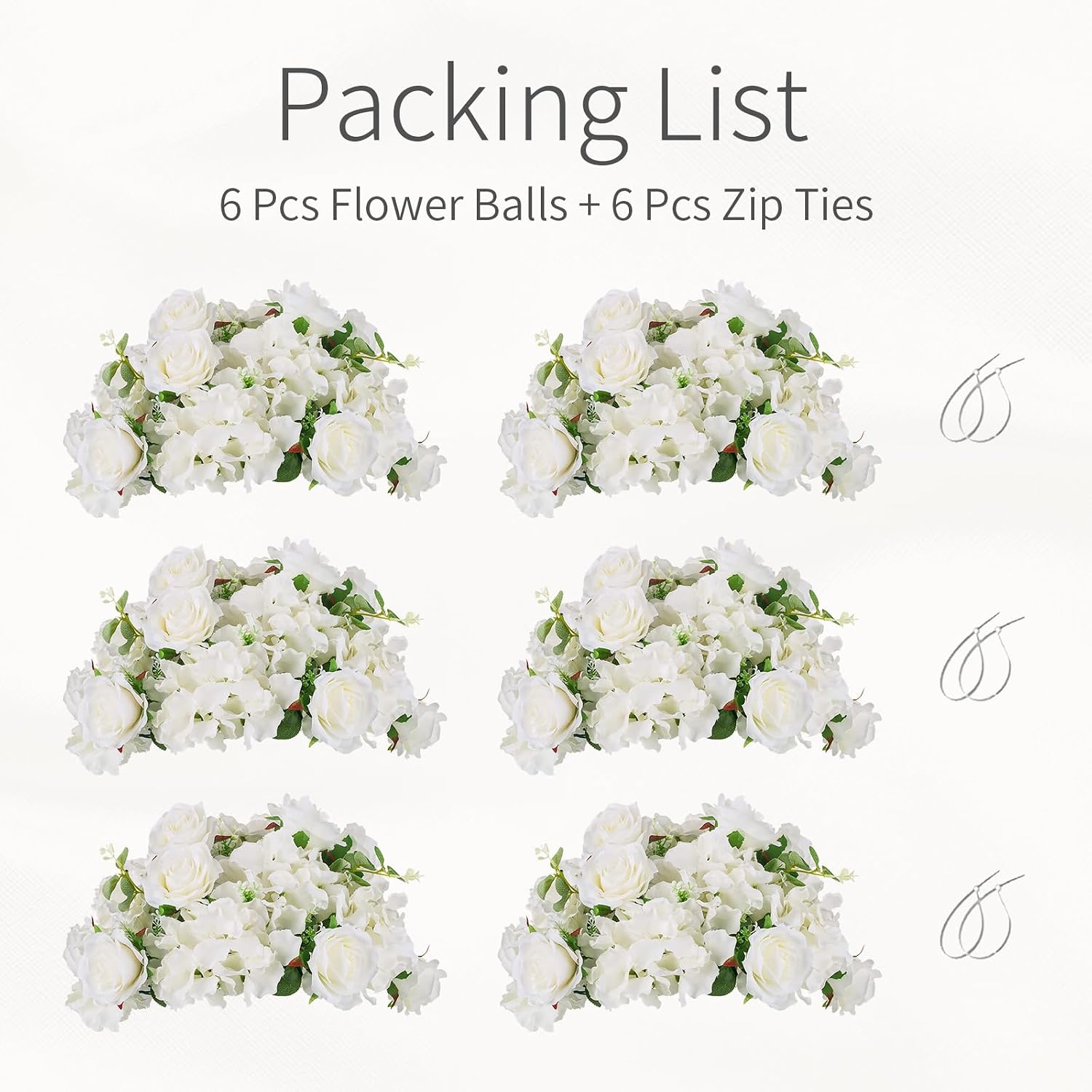 White Flowers Balls for Centerpieces: 6 PCS 14.2' Diam Flower Centerpieces for Tables in Wedding Reception Decorations Arrangement for Party Celebration Planners