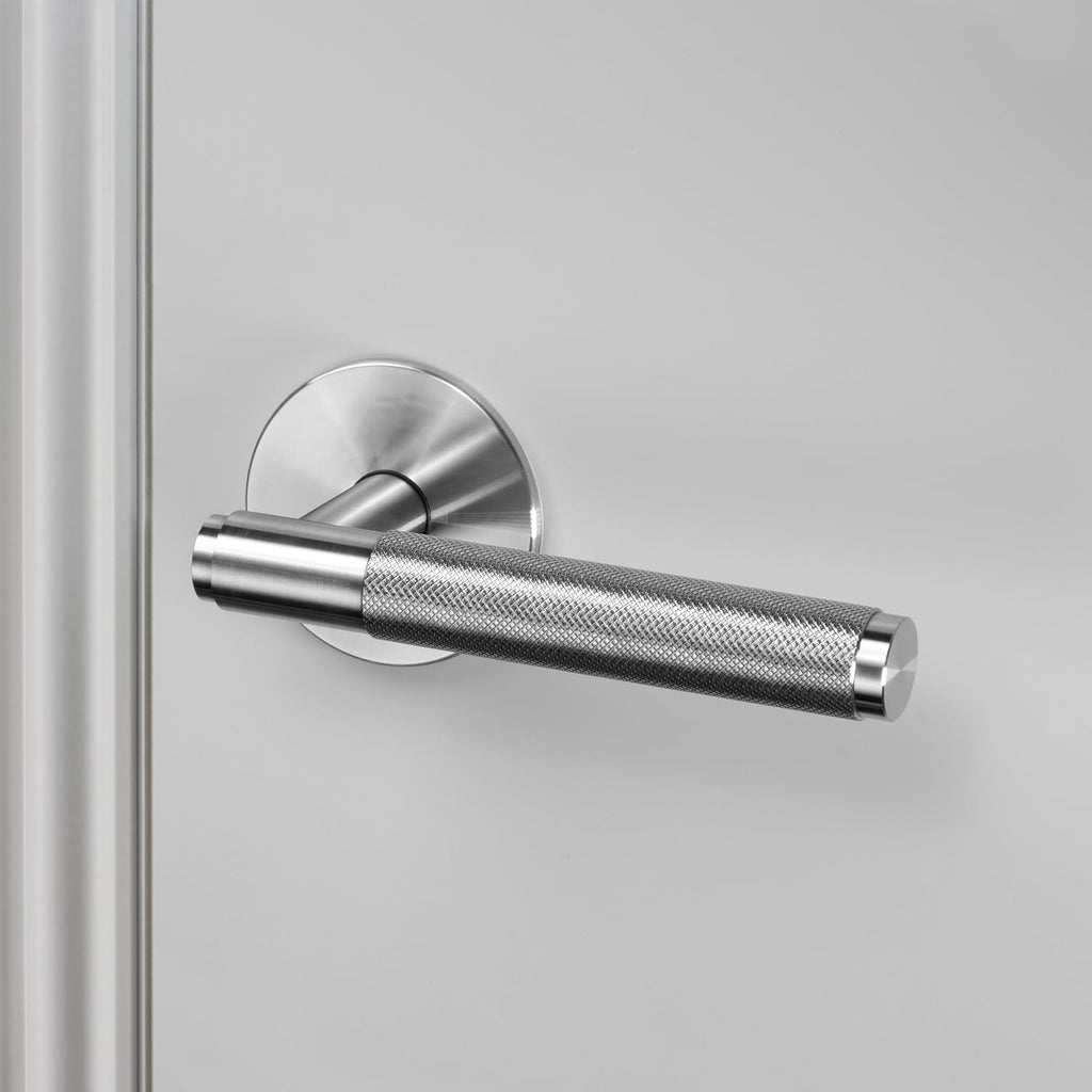 Buster and Punch Cross Door Handle Set Passage in Steel - Solid Steel