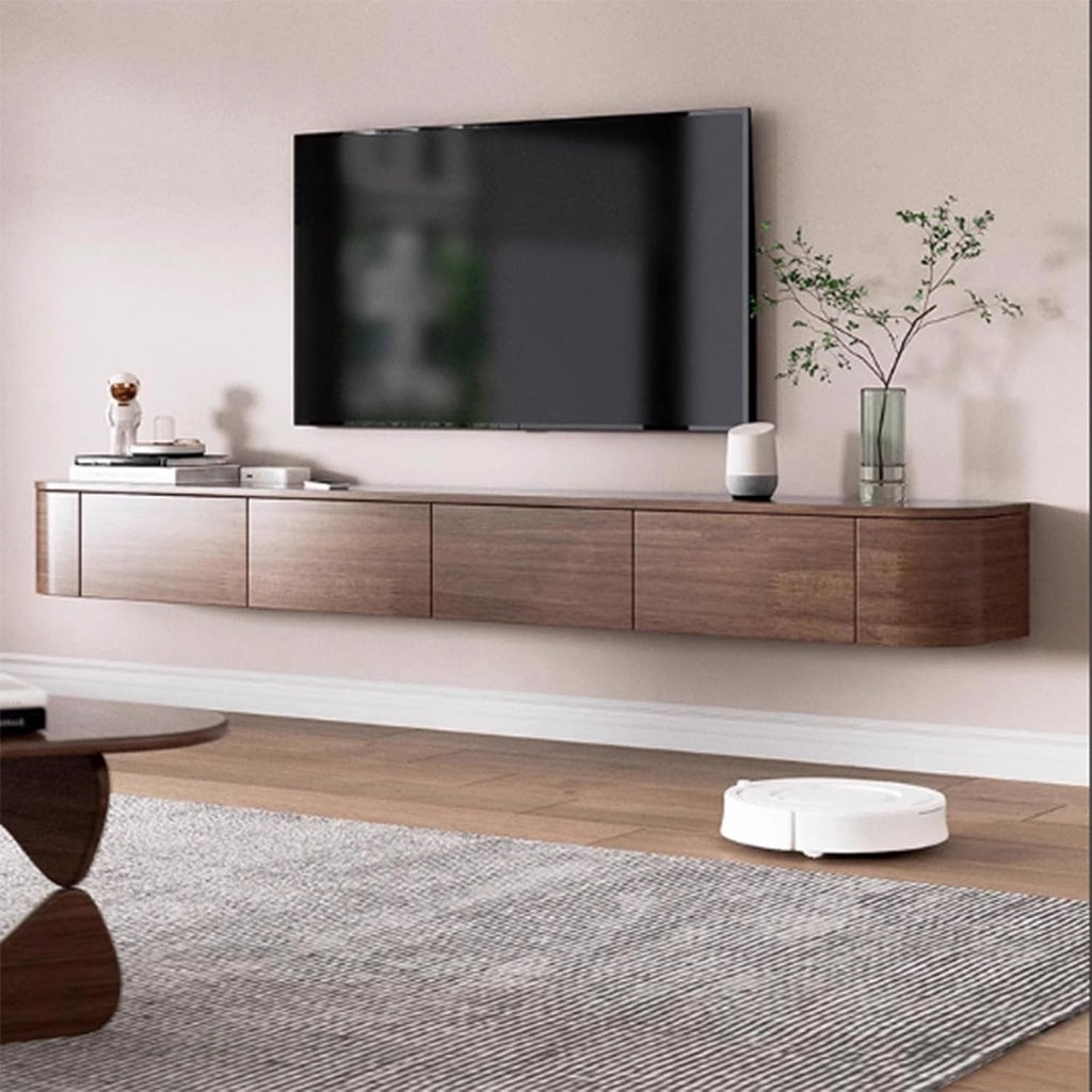 Floating TV Stand Large Floating TV Shelves Wall Mounted Multi Storage Compartment TV Media Console Floating TV Cabinet Bench Under TV Large Storage (Brown with LED, 78.7 * 7.9 * 11.8IN)