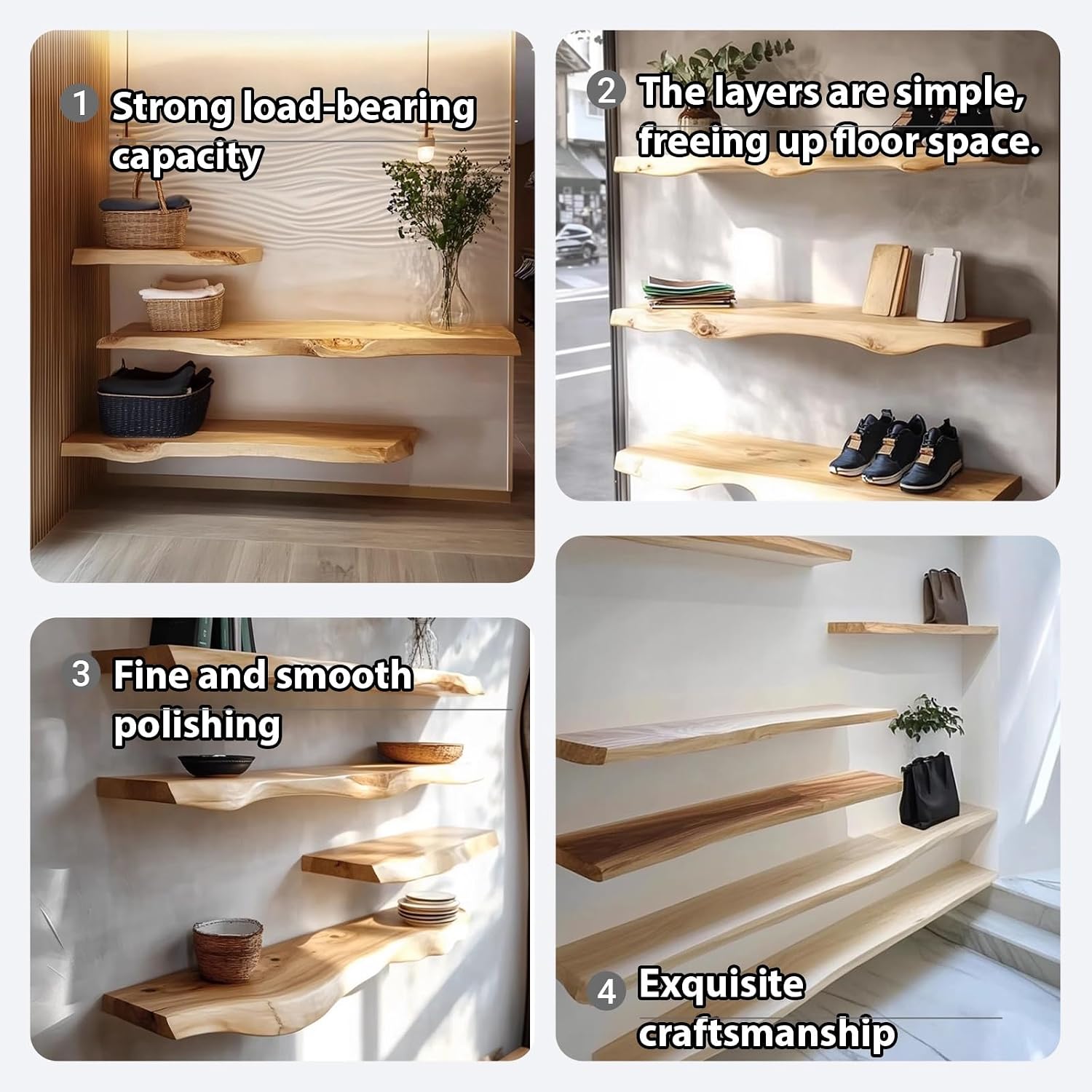 3 pcs Floating Shelves for Wall,Rustic Wall Storage Shelves,Easy Installation, Space-Saving, for Bedroom, Living Room, Kitchen, Shelf.(23.6X7.9X1.0in)