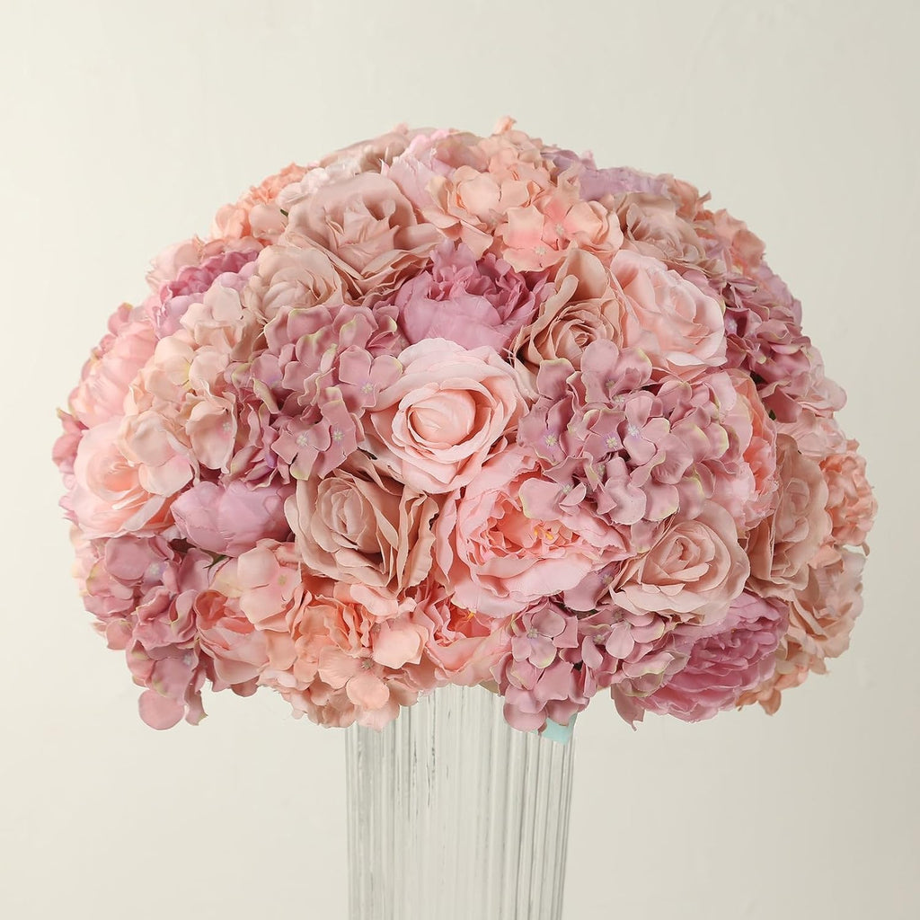 Efavormart 20 inch Blush Pre-Arranged Artificial Rose Flower Ball, Large High-Density Silk Rose Centerpiece Arrangement for Grand Wedding Staging and Floor Vases
