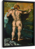 Canvas Lab | Bather and Rocks by Paul Cézanne | 19 x 29 in | Fine Art Framed Print, Frame Color: Black | Classical art, Post Impressionism | Wall Decor for Bedroom, Living Room or Office