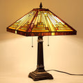 Capulina Tiffany Lamp Stained Glass Table Lamp 16X16X24 Inches Amber Brown Mission Tiffany Style Desk Lamp Decor for Bedrooms Living Room Study Home Office