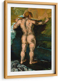 Canvas Lab | Bather and Rocks by Paul Cézanne | 15 x 23 in | Fine Art Framed Print, Frame Color: Natural, With Mat | Classical art, Post Impressionism | Wall Decor for Bedroom, Living Room or Office