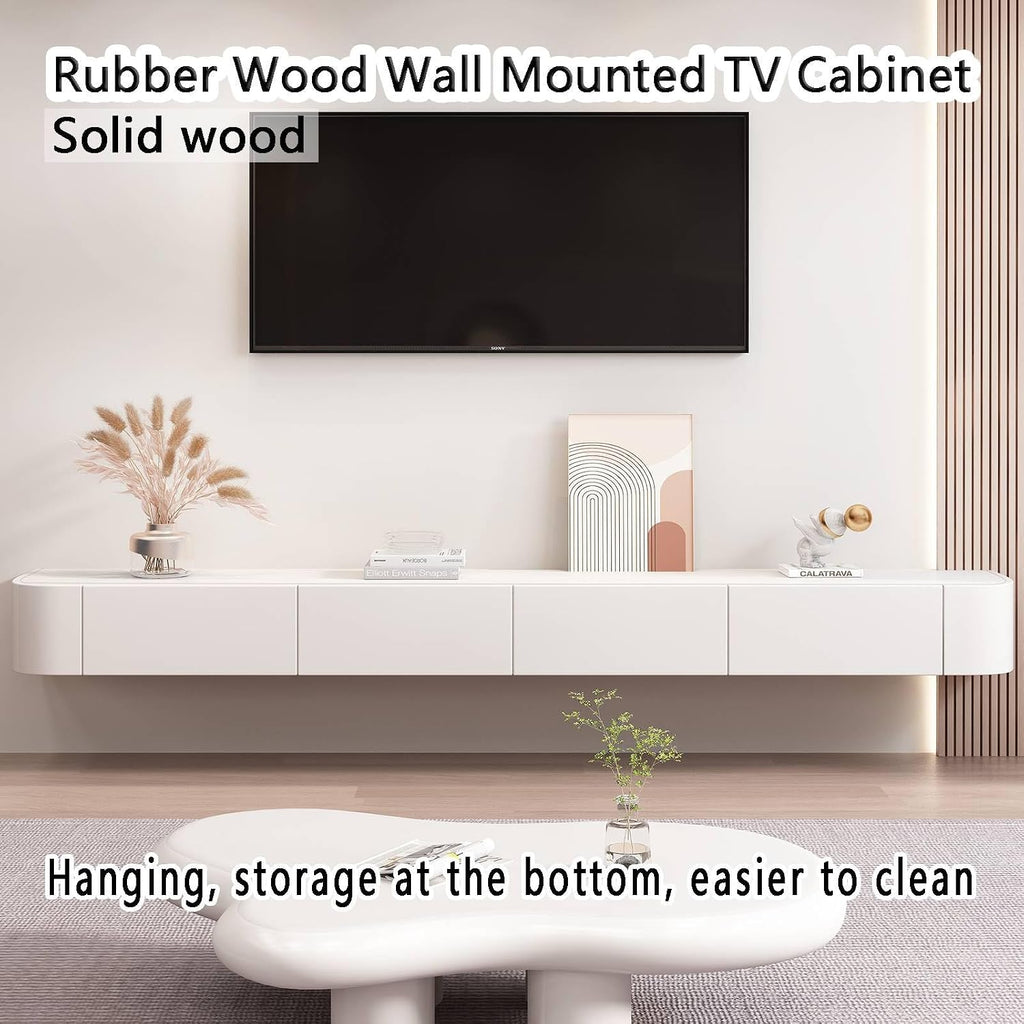 Floating TV Stand with Drawers for Bedroom,Solid Wood Living Room tv Stand,Suitable for Various scenarios Wall Shelf TV Cabinet White, 78.7'