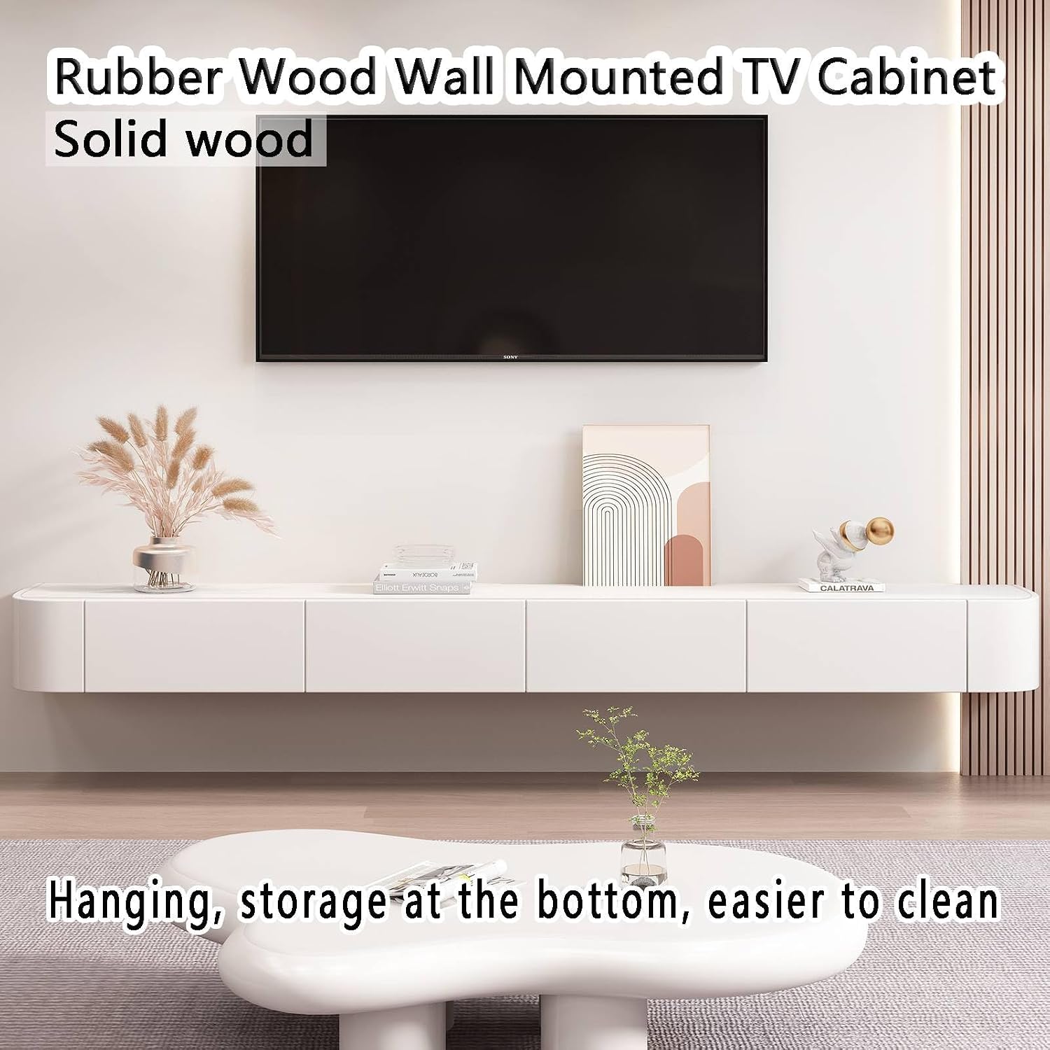 Floating TV Stand with Drawers for Bedroom,Solid Wood Living Room tv Stand,Suitable for Various scenarios Wall Shelf TV Cabinet White, 78.7'