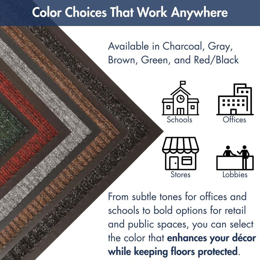 Notrax Heritage Rib™ Commercial Indoor Door Mat Office Rugs – 4' x 6' Brown Front Door Mat with Double Rib 22oz Yarn, Non-Slip Vinyl Backing – Durable Entryway Rug Made in The USA – 117S0046BR