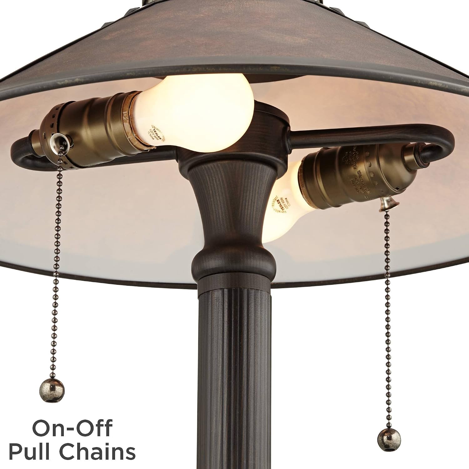 Robert Louis Tiffany Mica Collection Mission Tiffany Style Desk Table Lamp 18 1/2' High Rustic Oil Rubbed Bronze Natural Mica Shade Cottage Core Decor for Bedroom House Bedside Nightstand Home