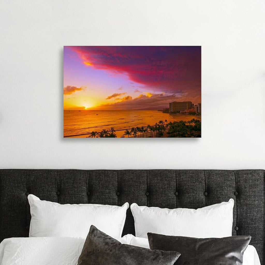 CafePress Canvas Wall Art Beach Glowing Cloud Oahu Ready to Hang for Living Room, Bedroom or Office