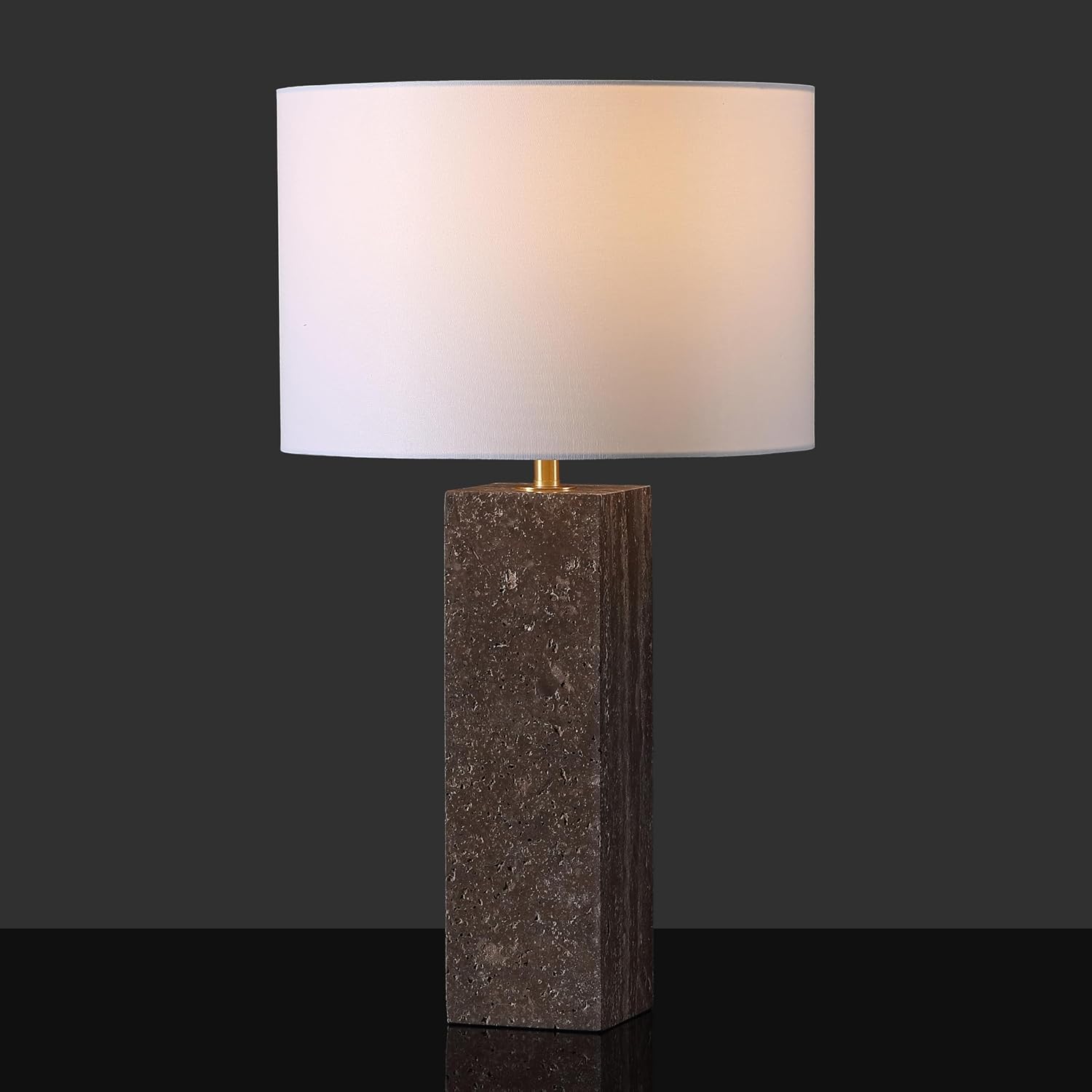 SAFAVIEH Couture Lighting Collection Feliciano Dark Brown/White 26-inch Dimmable Table Lamp for Bedroom Living Room Home Office Desk Nightstand (LED Bulb Included)
