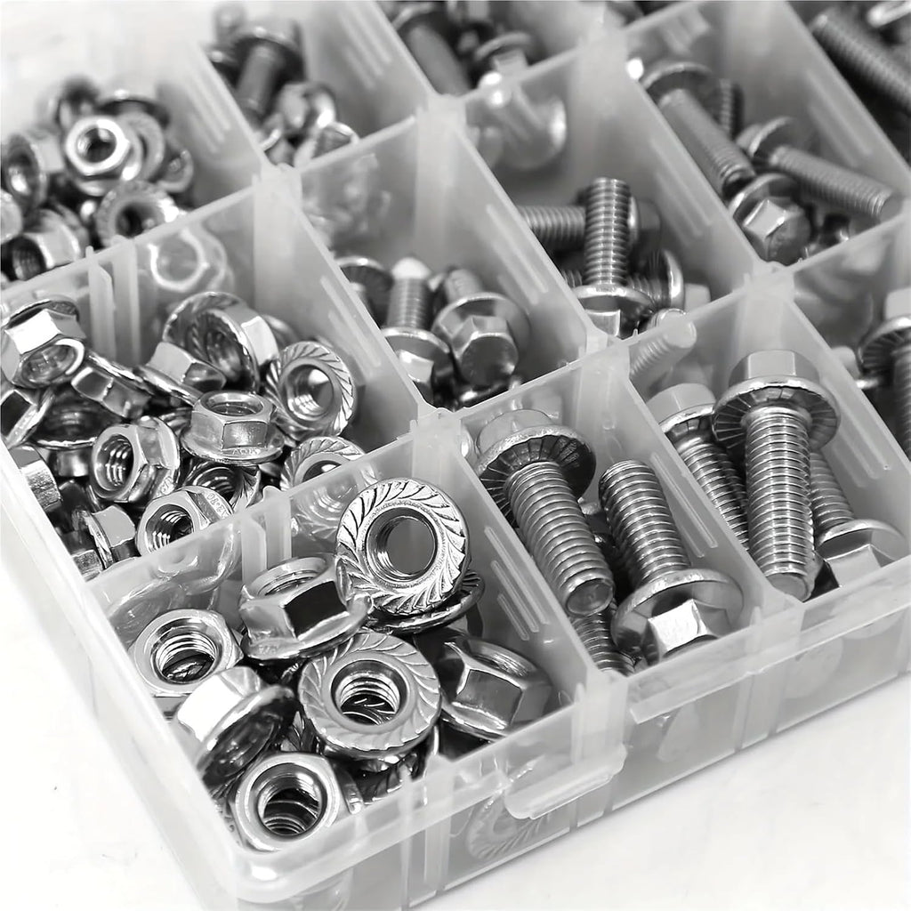 Set Screw Assortment Kit 240PCS Metric Flanged Bolts and Nuts Kit for Homeowners,DIYers,Mechanics,Industrial Workers