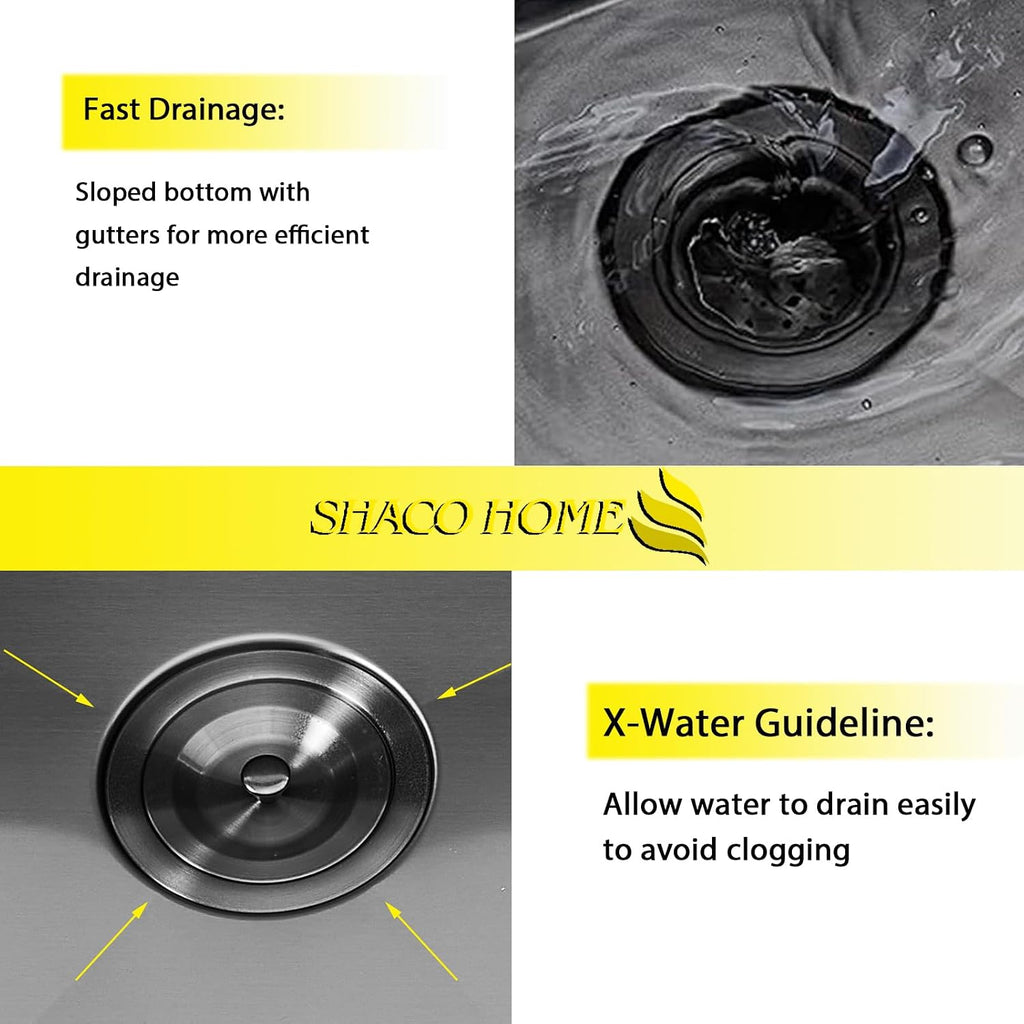 SHACO 33 Inch Double Bowl Divided 50/50 Black Farmhouse Sink, 33x21 Gunmetal Black Stainless Steel Undermount Apron Front Farm Kitchen Sink
