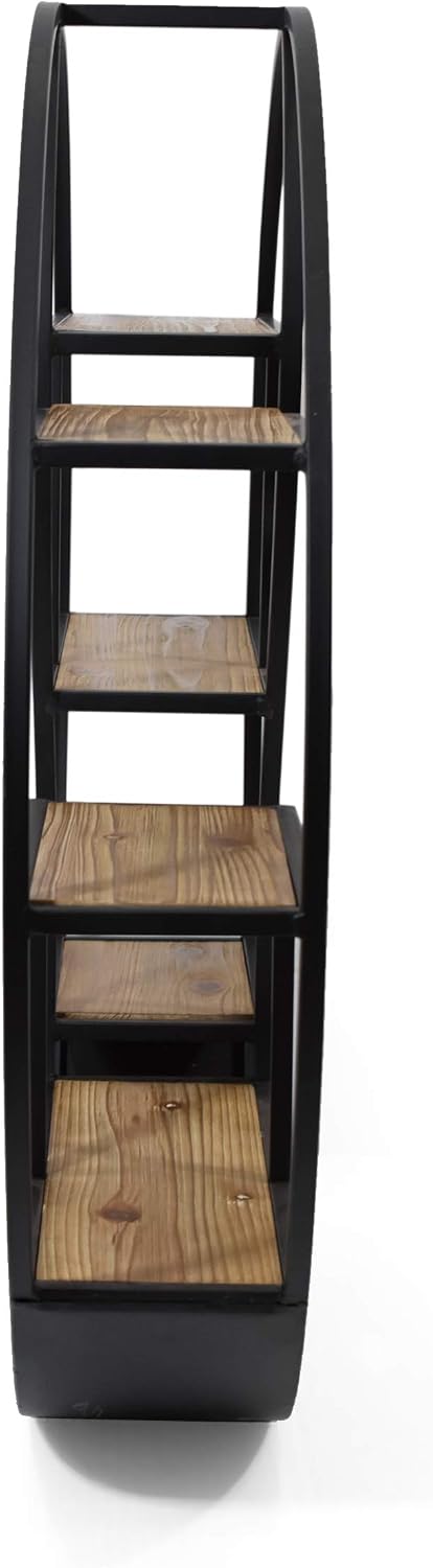 Christopher Knight Home Bobby Industrial Hanging Circular 8 shelves, Wall Shelf, Black Finish, Natural