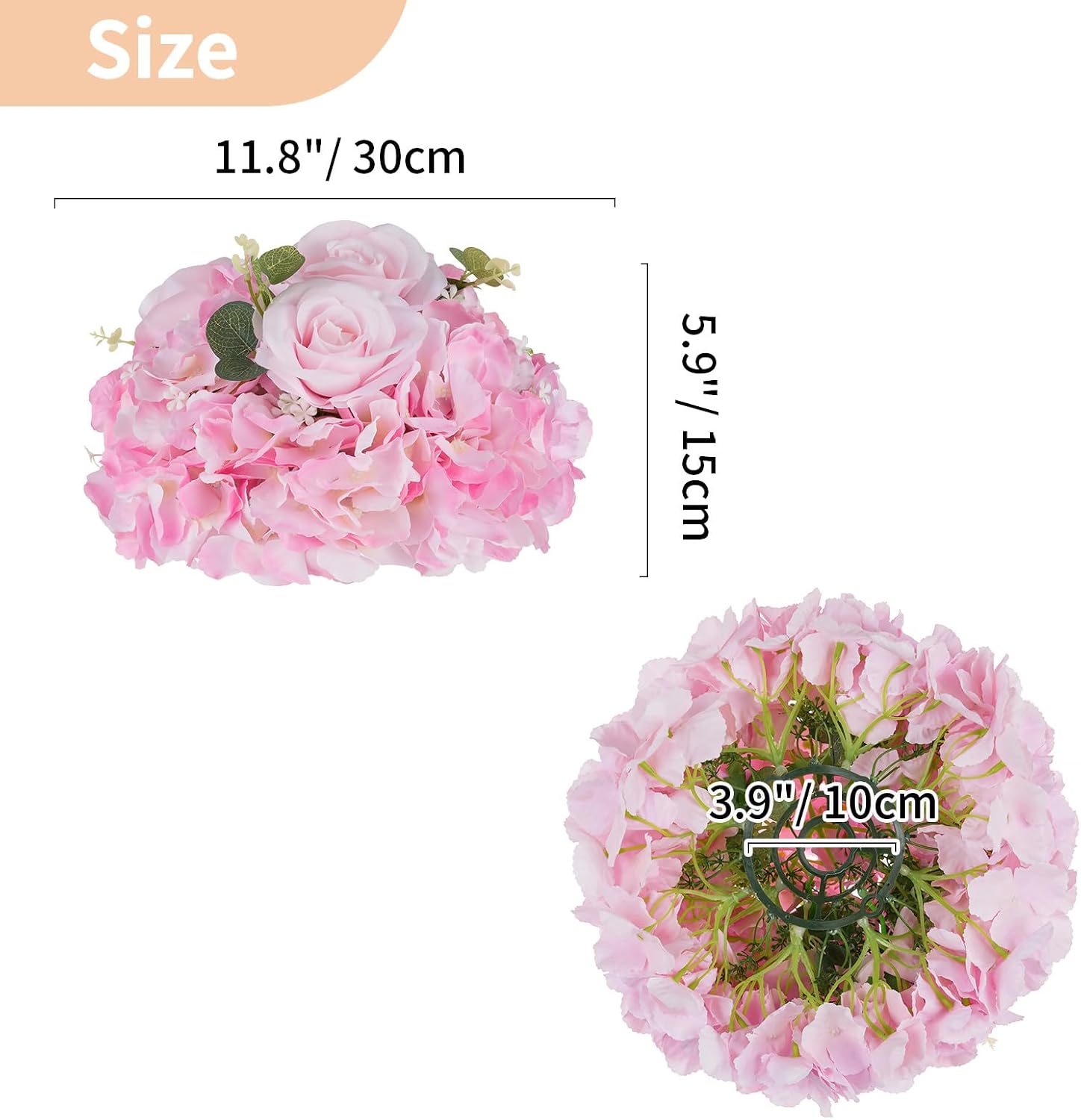NUPTIO Flower Balls Flowers for Centerpieces: 10 Pcs 11.8 inch Diam Pink Artificial Rose Fake Flower Arrangement Bouquet for Wedding Party Tables Decorations