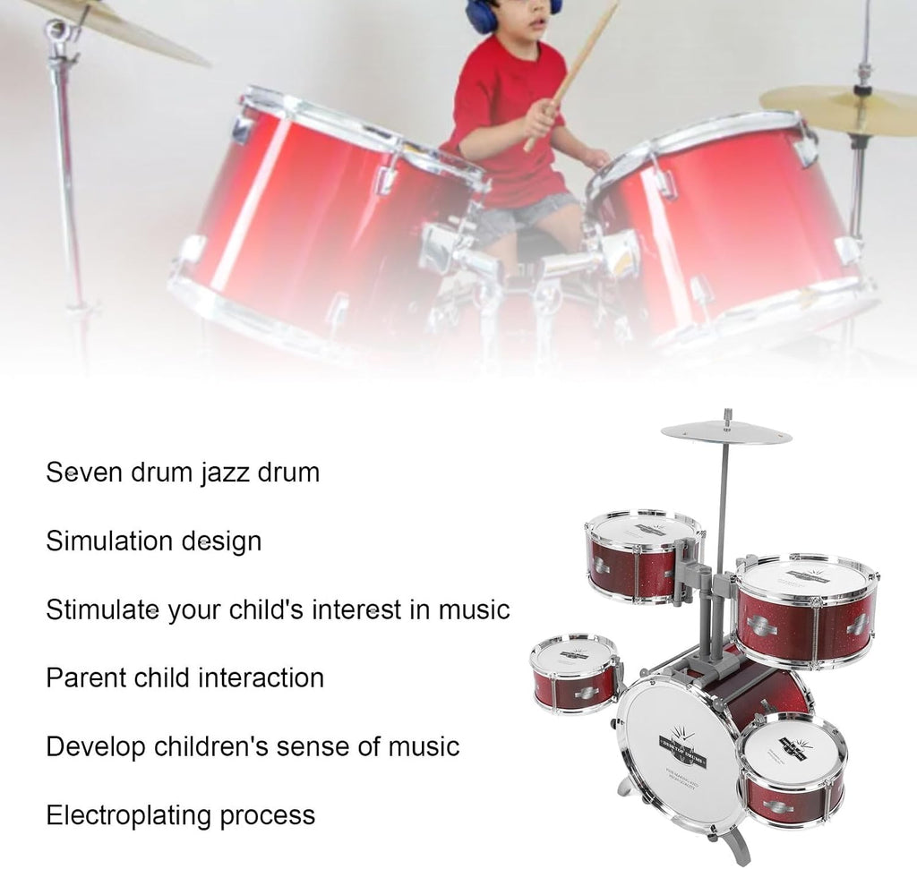 TOPINCN Kids Drum Set for Toddlers, Simulation Jazz Drum Set Musical Instrument Toy for Parent Children Interaction, Plastic Rock Jazz Drum Percussion Beginner Kit for Girls Boys