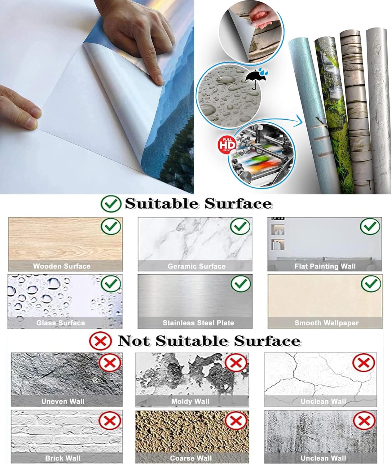 ELGADO Gray Rock 3D Wall Decal, Abstract Classic Wall Mural,Removable Large Self Adhesive Wall Sticker-Peel and Stick Wallpapers,Fadeless Odorless for Home Decor,157.5' W x110.3 H