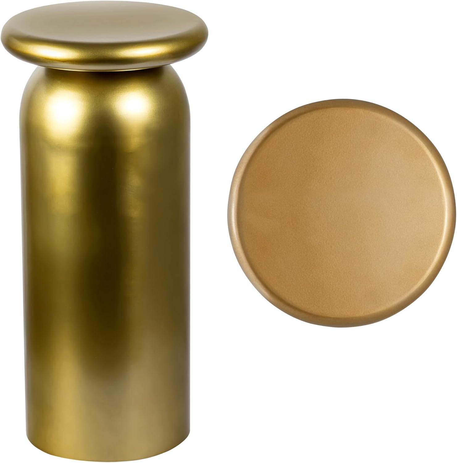 JONATHAN Y END1008B Miles 22.75' Mid-Century Modern Metal Sleek Cylinder Drink Table, Gold for Living Room, Bedroom, Office, Bathroom
