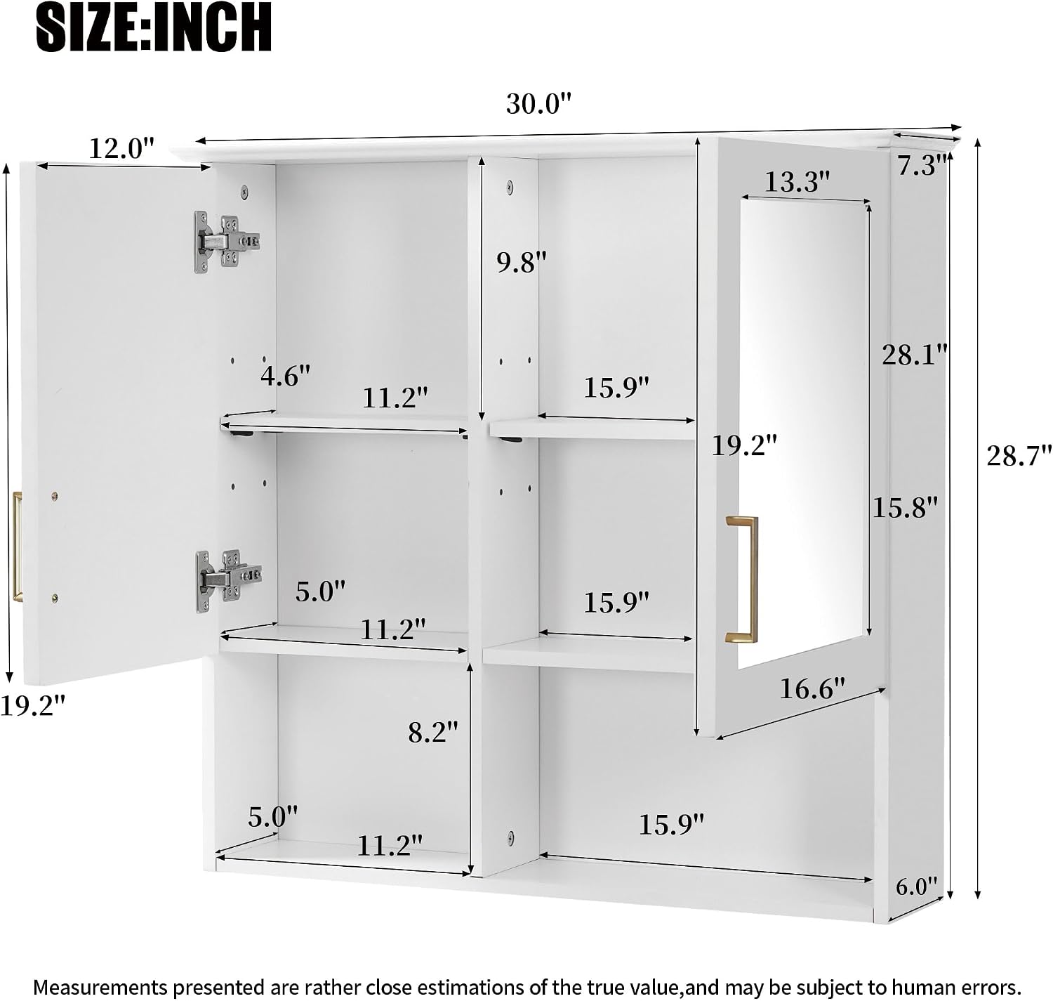 Merax 2-in-1 Bathroom Mirror Cabinet, 30 inch Wall Mounted Medicine Cabinet with Adjustable Shelves & Soft Close Doors, High-Define Mirror with Storage for Bathroom Vanity, White
