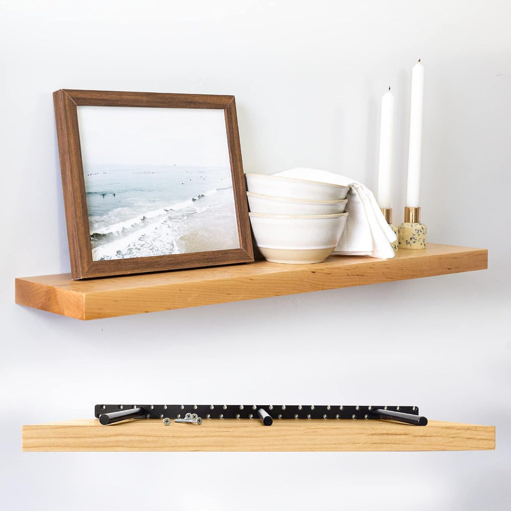 UltraShelf Solid Wood Floating Shelf for Wall Decor, Maple, 30' Long x 6' Deep