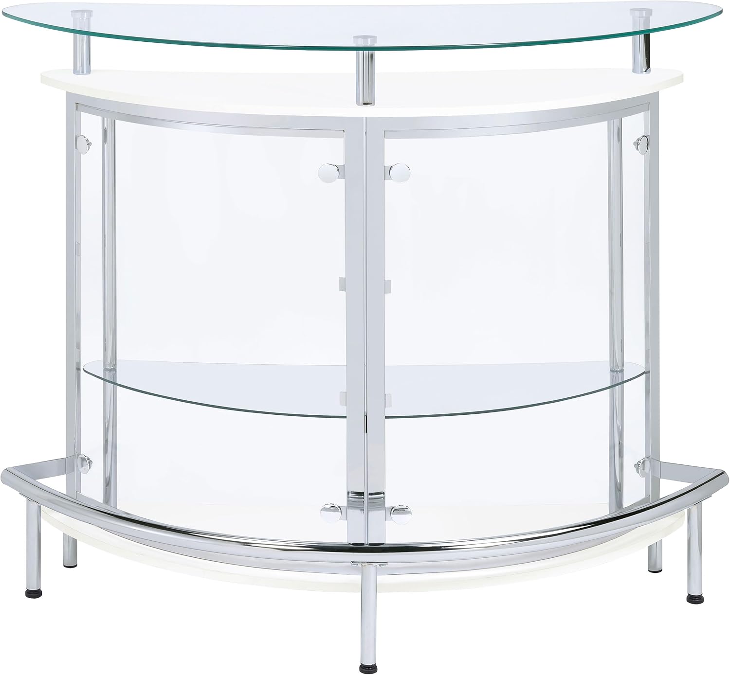 Coaster Home Furnishings Amarillo Glass Top Freestanding Home Bar Cabinet, Modern Liquor Cabinet with 2 Shelves and Wine Glass Rack, White