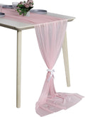 MDS® Pack of 15, 14ft Chiffon Table Runner 29 x 170 Inches, Sheer Wedding Runner Romantic Rustic Table Runner for Wedding Decoration, Birthday Party, Bridal Shower, Party Arch Décor - Blush Pink